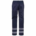 Pantalón de trabajo de color Azul Marino Reforzado con culera y rodilleras, costuras reforzadas, con Bandas reflectantes del tipo continuo cosidas en las perneras, personalizable con logo de empresa en Uniforma - WR3108R