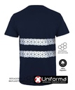 Camiseta Azul Marino de 100% Algodón con bandas reflectantes segmentadas con corte poligonal, personalizable con logo de empresa en Uniforma  - UN10403