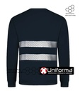 Sudadera de color azul marino de trabajo con Bandas Reflectantes en forma de Nido de Abeja, poligonales, con más superficie de reflectancia, personalizables con logo de empresa en Uniforma - UN40410