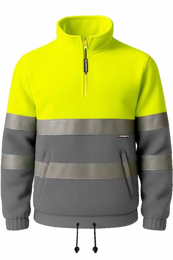 Polar alta Visibilidad Media de color gris y amarillo Cremallera Naranja Marino, personalizable con logo de empresa en Uniforma - PR5622