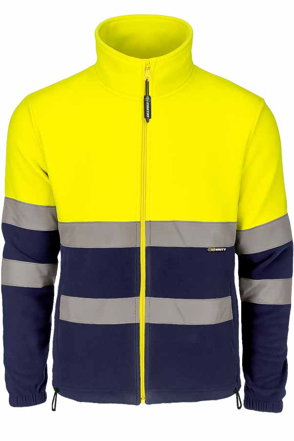 Chaqueta Polar de Alta Visibilidad de Cremallera Completa de color amarillo y Azul, personalizable con logo de empresa en Uniforma - PR5630