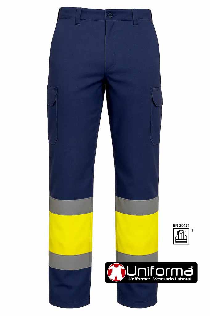 Pantalón de trabajo básico de Alta Visibilidad Homologado en clase 1 de alta visibilidad EN ISO 20471, personalizable con logos de empresa, apropiado para cursos de formación  - PR5607