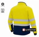 Chaqueta de trabajo en tejido Polar homologada para Alta Visibilidad EN ISO 20471 Clase 2, de diseño  bicolor, cremallera completa, puños elásticos para un cierre óptimo, personalizable con logo de empresa en Uniforma - PR5640