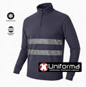 Chaqueta Polar azul marino con bandas Reflectantes segmentadas y cierre de Media Cremallera UN201501