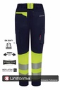 Pantalón de trabajo de alta visibilidad de mujer, bicolor, homologado EN ISO 20471 en clase 1, de tejido elástico y resistente de buena calidad, personalizable con logo de empresa en Uniforma  V303032SW