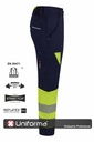 Pantalón de trabajo de alta visibilidad de mujer, bicolor, homologado EN ISO 20471 en clase 1, de tejido elástico y resistente de buena calidad, personalizable con logo de empresa en Uniforma  V303032SW