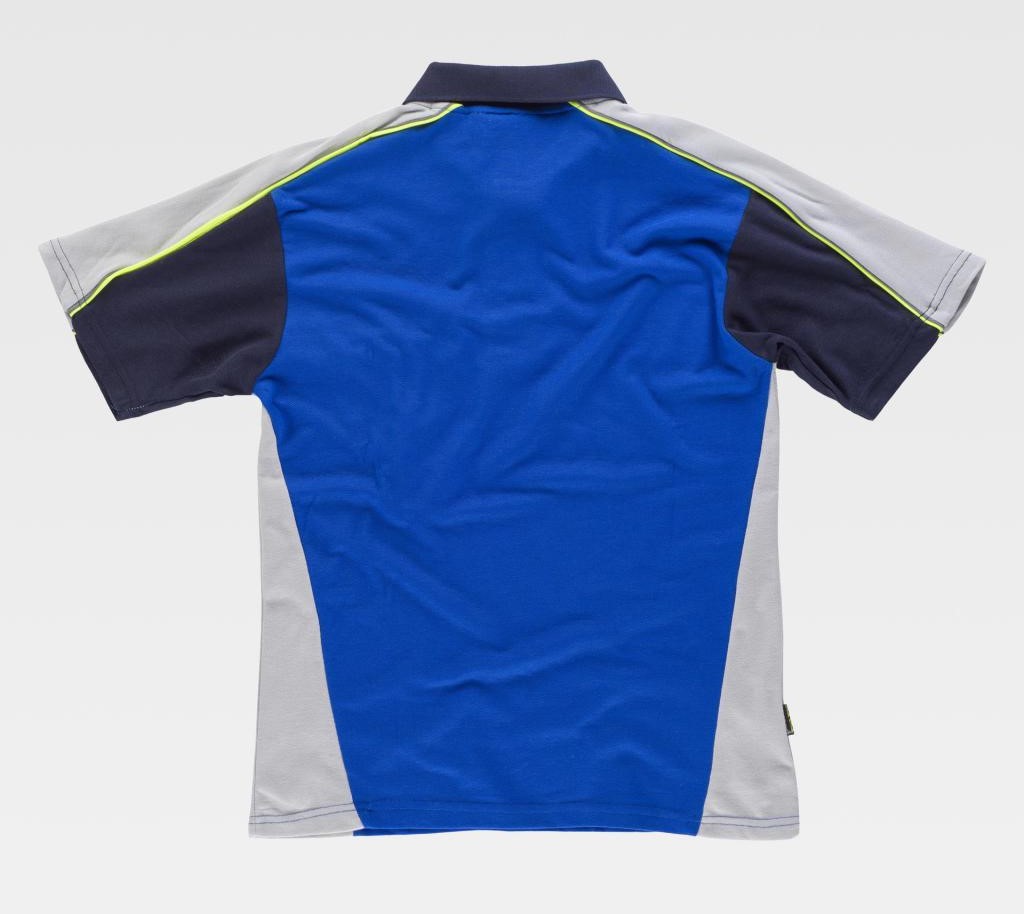 Polo de trabajo Combinado Tricolor con Vivos reflectantes y detalles de alta visibilidad, de manga corta, en tejido fresco y poroso, personalizable con logo de empresa en uniforma - TWF5855