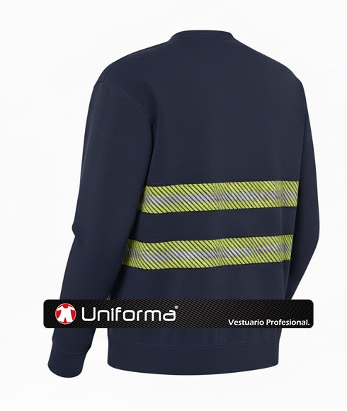 Sudadera de trabajo con Bandas Reflectantes segmentadas del tipo Bicolor de noche y día, en gris y amarillo, de 5 cm, en pecho y espalda Uniforma UN2290