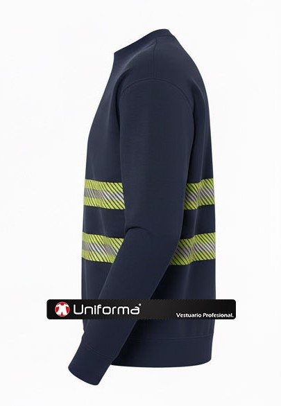 Sudadera de trabajo con Bandas Reflectantes segmentadas del tipo Bicolor de noche y día, en gris y amarillo, de 5 cm, en pecho y espalda Uniforma UN2290