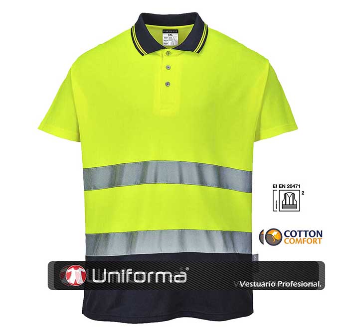 Polo de Alta Visibilidad Cotton Comfort con tejido de algodón interno para evitar alergias al poliéster  - PS174