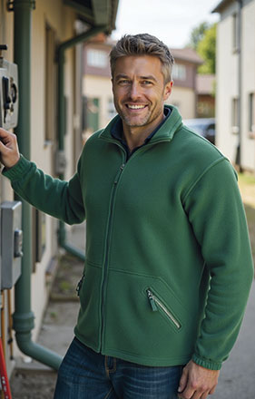 Chaqueta Polar básico económico con cierre de cremallera completa, cuello alto, dos bolsillos frontales, personalizable con logo de empresa en Uniforma  - VL1503