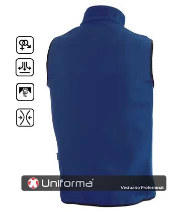 Chaleco Azul Marino de tejido Softshell Económico, con micro polar por dentro, unisex, con ajuste en la cintura, personalizable con logo de empresa en uniforma  - BW1010