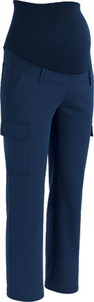 Pantalón de trabajo para embarazadas, de color azul marino, multibolsillos, de cintura baja y canalé, personalizable con logo de empresa en Uniforma  - VL2310