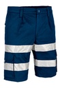 Bermuda de trabajo Multibolsillos de color azul marino con bandas reflectantes de alta visibilidad homologada para visibilidad realzada EN17353 Tipo B2, personalizable con logo de empresa en Uniforma - VL2523