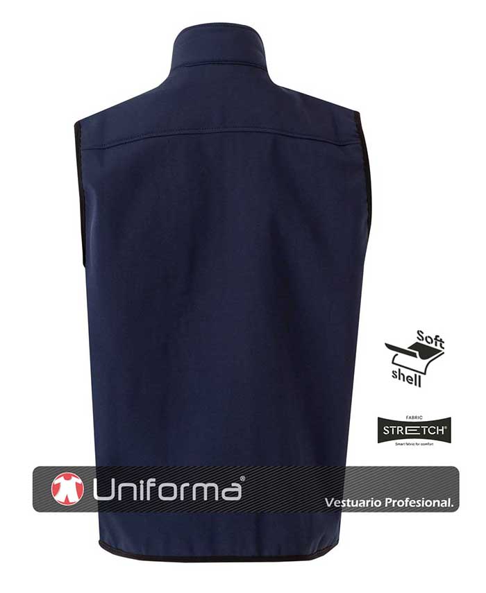 Chaleco de trabajo tipo neopreno Softshell, cortavientos, forrado con forro polar, personalizable con logo de empresa en Uniforma.  V205905