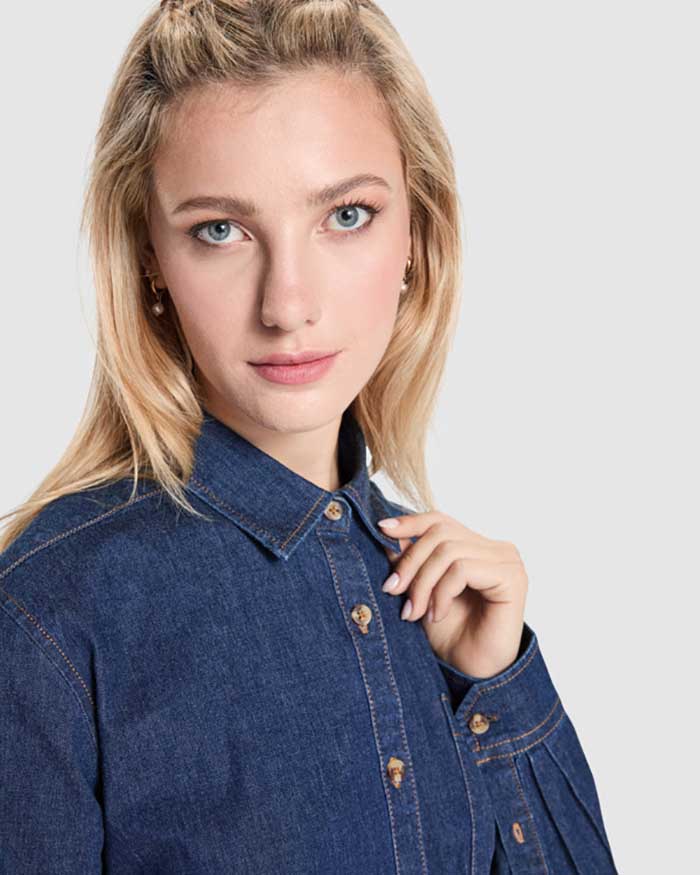 Camisa Vaquera de Mujer Manga Larga Elástica - LY6707
