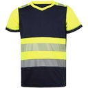 Camiseta bicolor Alta Visibilidad de manga corta de poliéster Reciclado, de diseño bicolor, con bandas reflectantes segmentadas, personalizable con logo de empresa en Uniforma   - WR2371