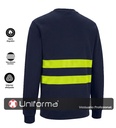 Sudadera Marino de Algodón con Bandas segmentadas de Alta Visibilidad Amarillas - UN3214