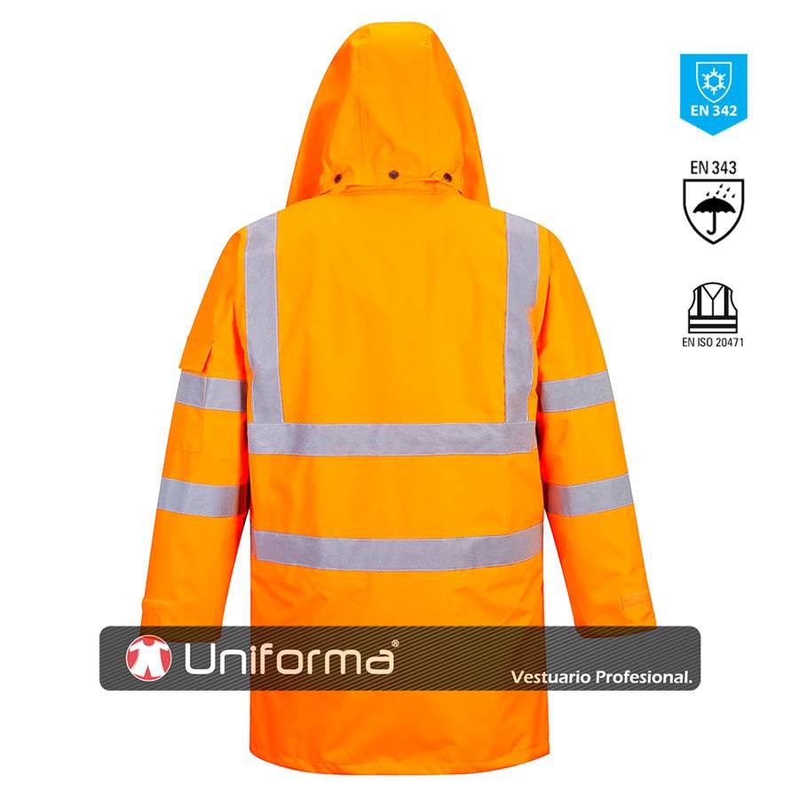 Parka de trabajo desmontable 7 en 1 Alta Visibilidad, impermeable para frío extremo EN342 -40ºC, personalizable en Uniforma  - PRT27