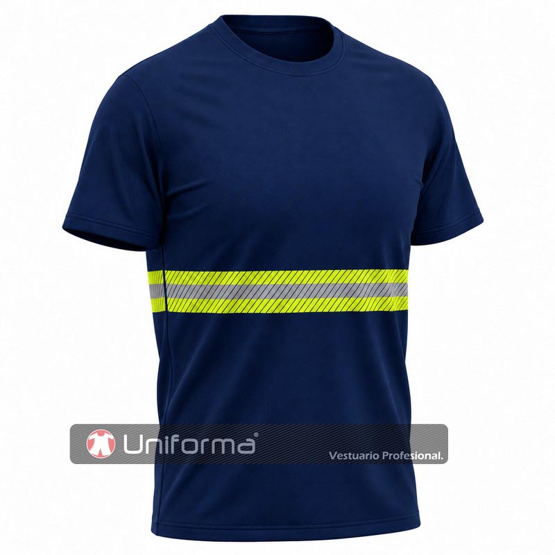 Camiseta MC Algodón Con Banda Reflectante bicolor segmentada de 50mm personalizable con logo de empresa en uniforma.net  - UN1052