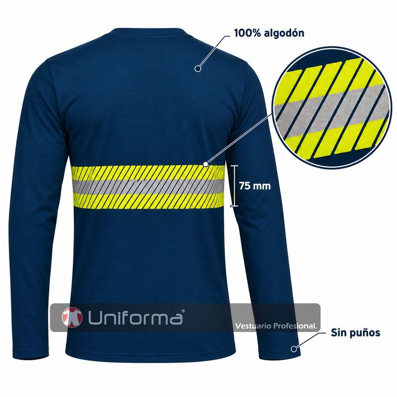 Camiseta ML Banda Reflectante Bicolor - UN1208