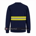 Sudadera de trabajo de cuello redondo de felpa de poliéster y algodón de 290 grms con banda reflectante segmentada bicolor de alta visibilidad personalizable con logo de empresa en uniforma - UN3081
