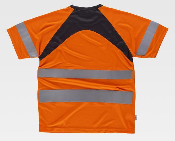 Camiseta Naranja reflectante de alta visibilidad Clase 2 de diseño bicolor personalizable con logo de empresa en uniforma TC2941