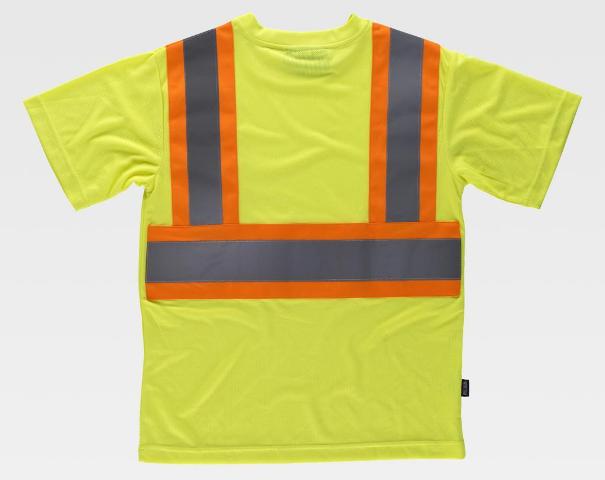 Camiseta alta visibilidad con bandas reflectantes bicolor en uniforma