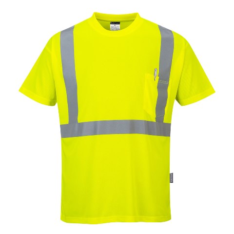 Camiseta amarilla reflectante de alta visibilidad con bolsillo PS190