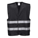 Chaleco lona poliéster cintas bandas reflectantes  negro