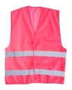 Chaleco de trabajo rosa de lona de poliéster con cintas bandas reflectantes en torso, personalizable con logo de empresa en uniforma