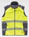 Chaleco Amarillo de trabajo tipo Softshell de Alta Visibilidad corta vientos con bandas reflectantes de alta visibilidad de diseño bicolor, con cierre de cremallera y personalizable con logo de empresa en uniforma - TS9231