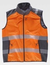 Chaleco naranja de trabajo tipo Softshell de Alta Visibilidad corta vientos con bandas reflectantes de alta visibilidad de diseño bicolor, con cierre de cremallera y personalizable con logo de empresa en uniforma - TS9231