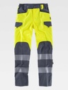 Pantalón de trabajo de Alta Visibilidad amarillo y gris con bandas reflectantes segmentadas, de diseño bicolor, personalizable con logo de empresa en uniforma  - TC2715