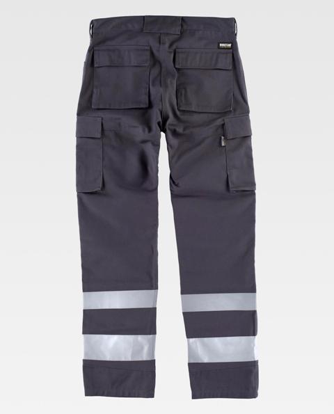 Pantalón de trabajo reforzado y resistente de visibilidad realzada con bandas reflectantes de alta visibilidad multibolsillos personalizable para empresas en uniforma