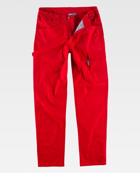 Pantalón de trabajo Elástico Multibolsillos Uniforma - TB4030 Rojo
