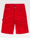 Pantalón de trabajo corto de color rojo tipo bermudas fresco para combatir el calor, de tejido elástico cómodo multi bolsillos, bolsillos de cargo, personalizable con logo de empresa en uniforma - TB4035