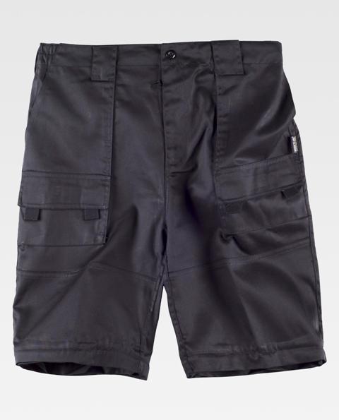 Pantalón de trabajo mutlibolsillos desmontables convertibles en bermudas Uniforma TB1420 Negro