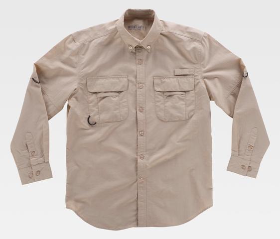 Camisa de trabajo tipo safari Uniforma Beige