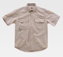 Camisa beige de trabajo tipo Safari Manga Corta de nylon con rejillas y aberturas de ventilación, personalizable con logo de empresa en uniforma  - TB8510