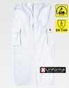 Pantalón de trabajo Antiestático Disipativo ESD de color blanco personalizable con logo de empresa en uniforma - TB1900 Blanco
