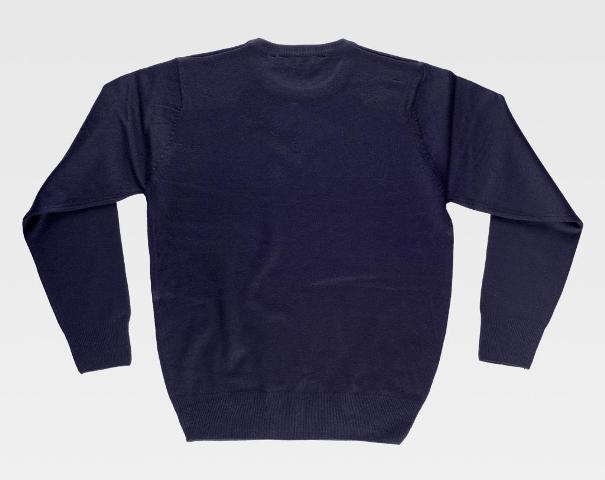 Jersey de trabajo de cuello redondo de color azul marino para oficinas, recepción, de corte clásico y elegante, personalizable con logo de empresa en Uniforma  - TS5503
