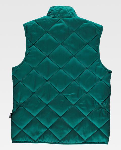 Chaleco de trabajo acolchado contra el frío, para la industria de la alimentación y manipuladores de alimentos sin bolsillos exteriores, de color verde, personalizable con logo de empresa en Uniforma - TB3011