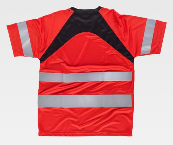 Camiseta de trabajo Reflectante Tecnica Negra y roja - TC2940
