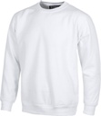 Sudadera de trabajo blanca de cuello redondo con adorno en el frontal, puños y bajos elásticos personalizable con logo de empresa en uniforma TS5505