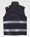 Chaleco de trabajo tipo Softshell de color negro con cintas reflectante discontinuas impermeable y corta vientos, personalizable con logo de empresa en uniforma - TS9233