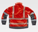 Parka de trabajo de alta visibilidad roja Acolchada Roja con bandas Reflectante segmentadas de diseño bicolor rojo y gris, personalizable con logo de empresa en uniforma -TS9262