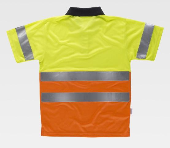 Polo de trabajo Bicolor Reflectante de alta visibilidad EN ISO 204711 Clase 2 Amarillo y Naranja, personalizable con logo de empresa en uniforma  - TC3866