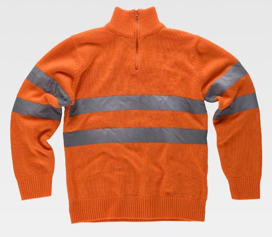 Jersey de trabajo de alta visibilidad naranja flúor con bandas reflectantes en torso y mangas, personalizable con logo de empresa en Uniforma  TC5508