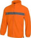 Chaqueta Forro Polar de color naranja flúor reflectante de Alta Visibilidad con banda Reflectante cierre de cremallera central y cuello alto para el frío, personalizable con logo de empresa en uniforma - TC4040